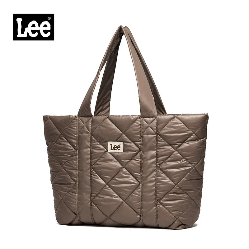 LEE Large Soft Puffer Bag Women Big Size College Students Laptop Book Quilted Tote Bag Lady Down-filled Shopping School Bags