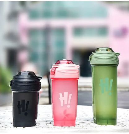 Portable 500ml Protein Powder Shaker Bottle Leak Proof Water Bottle for Gym Fitness Training Sport Shaker Mixing Cup with Scale.
