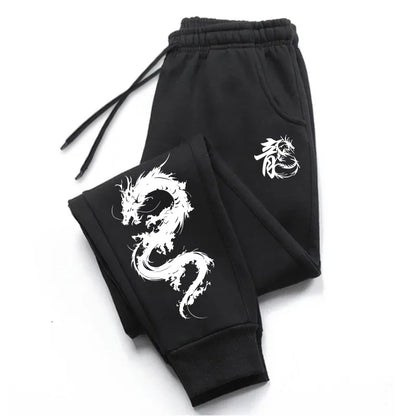 Men's Casual Sport Jogger Pants High Quality Home Outdoor Comfortable Soft Trousers Super Cool Chinese Dragon Printed Sweatpants.