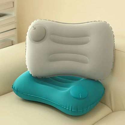 portable Inflatable Square Pillow Flocking travel neck pillow foldable waist pillow Comfortable Travel Camping Plane Pillow 1PC.