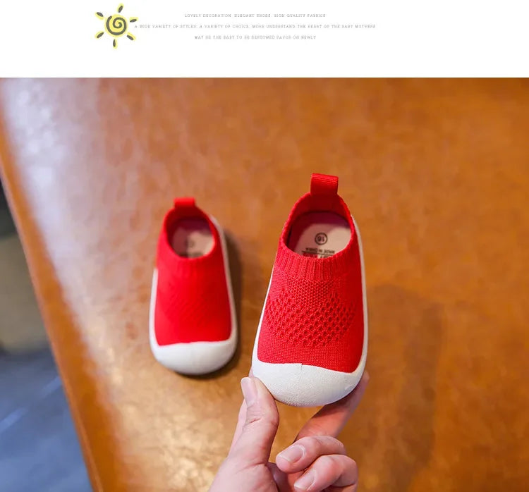 Baby Boys Casual Shoes Toddlers Girls Sneakers Stretch Fabric Kids Shoes Slip-on Soft Anti-skid Children Breathable Baby Flats.