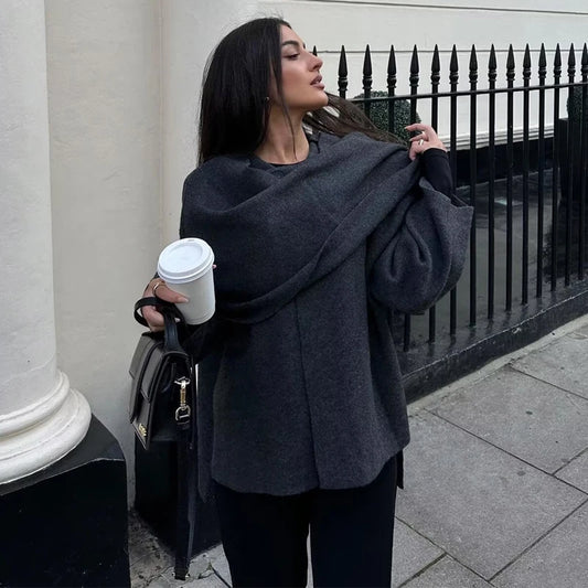 MUJER Plüsch-Wintermäntel für Damen, asymmetrischer Schal, Halbsaison-Jacke für Damen, Parkas, langärmelig, gepolsterter Mantel, Damenjacke