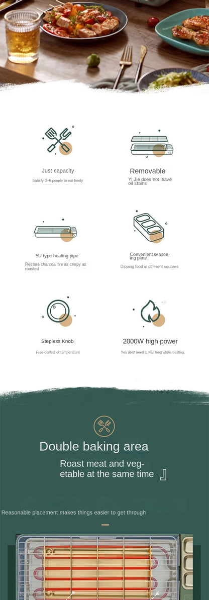 Household 220v Electric Oven Household Self-service Barbecue Oven Barbecue Mutton Kebabs Korean Small Multi- Function Indoor La.