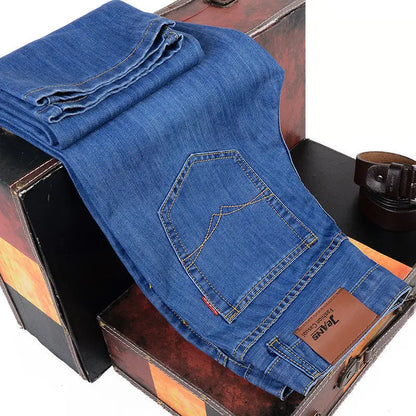 Men's fashion straight leg jeans 2025 new slim fit pants comfortable and soft business denim pants men's brand clothing.