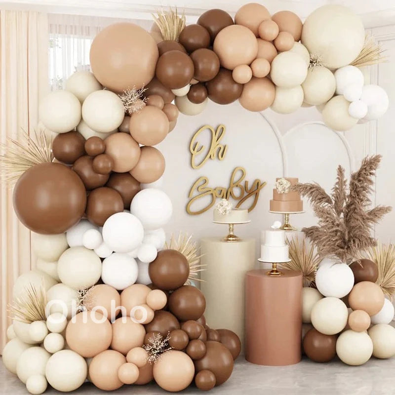 Kaffeebraun Beige Ballon Girlande Bogen Kit Oh Babyparty Dekoration Rustikale Hochzeit Kindergeburtstag Party Taufe Taufe.