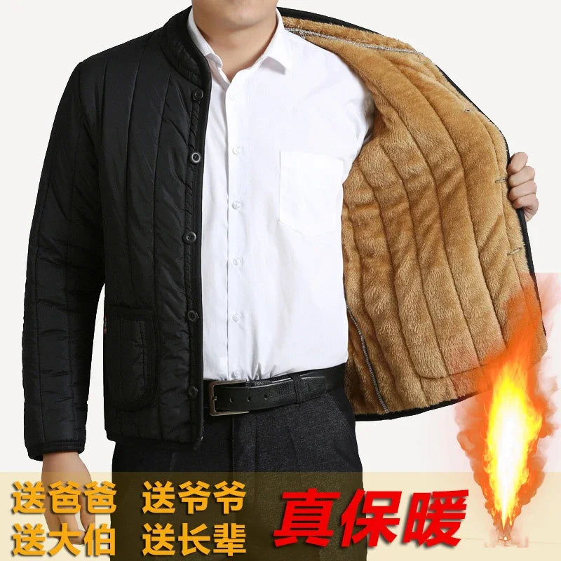 Short Velvet Thickened Labor-insured Cotton Jacket for Men's Winter Top Coat.