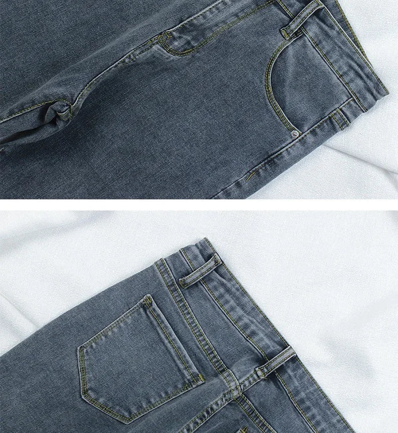 Black Grey Jeans Women's Spring Autumn Winter High-Waisted Petite Stretchy Tight Small Footed Pants Slimming Pencil Leggings.