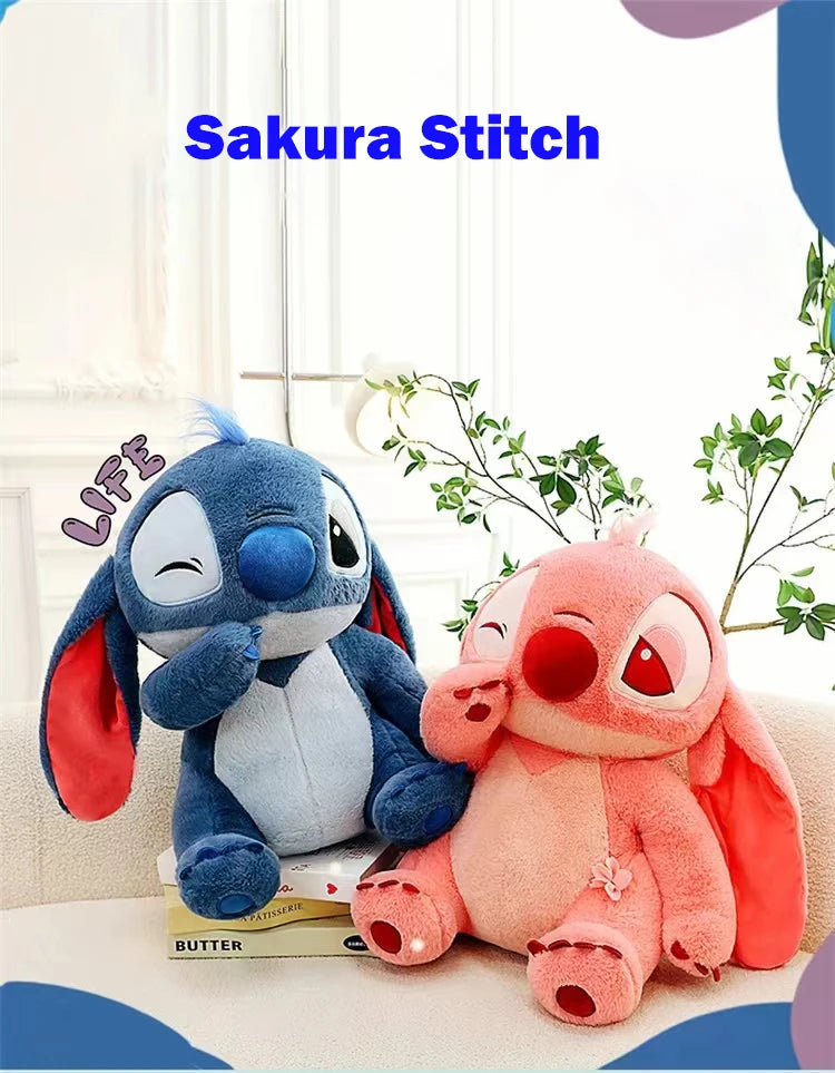 30-90CM New Disney Lilo & Stitch Sakura Doll Cartoon Angel Plush Toy Cute Anime Soft Stuffed Kawaii Children's Birthday Gift.