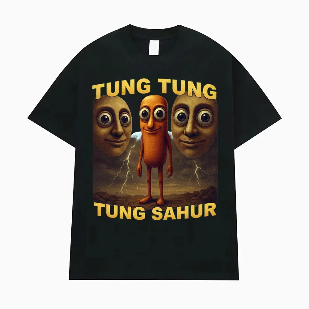 Tung Tung Sahur Fun Baseball Bat Stem 100% Cotton T-shirt Men's Clothing Fashion Humor Style T-shirt Summer Top T-shirt.