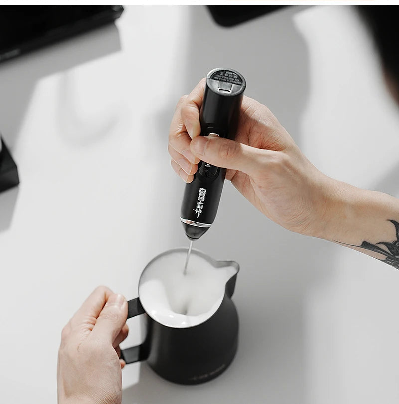 MHW-3BOMEBR Rechargeable Milk Frother Handheld Electric Foam Maker Stainless Steel Whisk Drink Mixer Foamer for Latte/Cappuccino