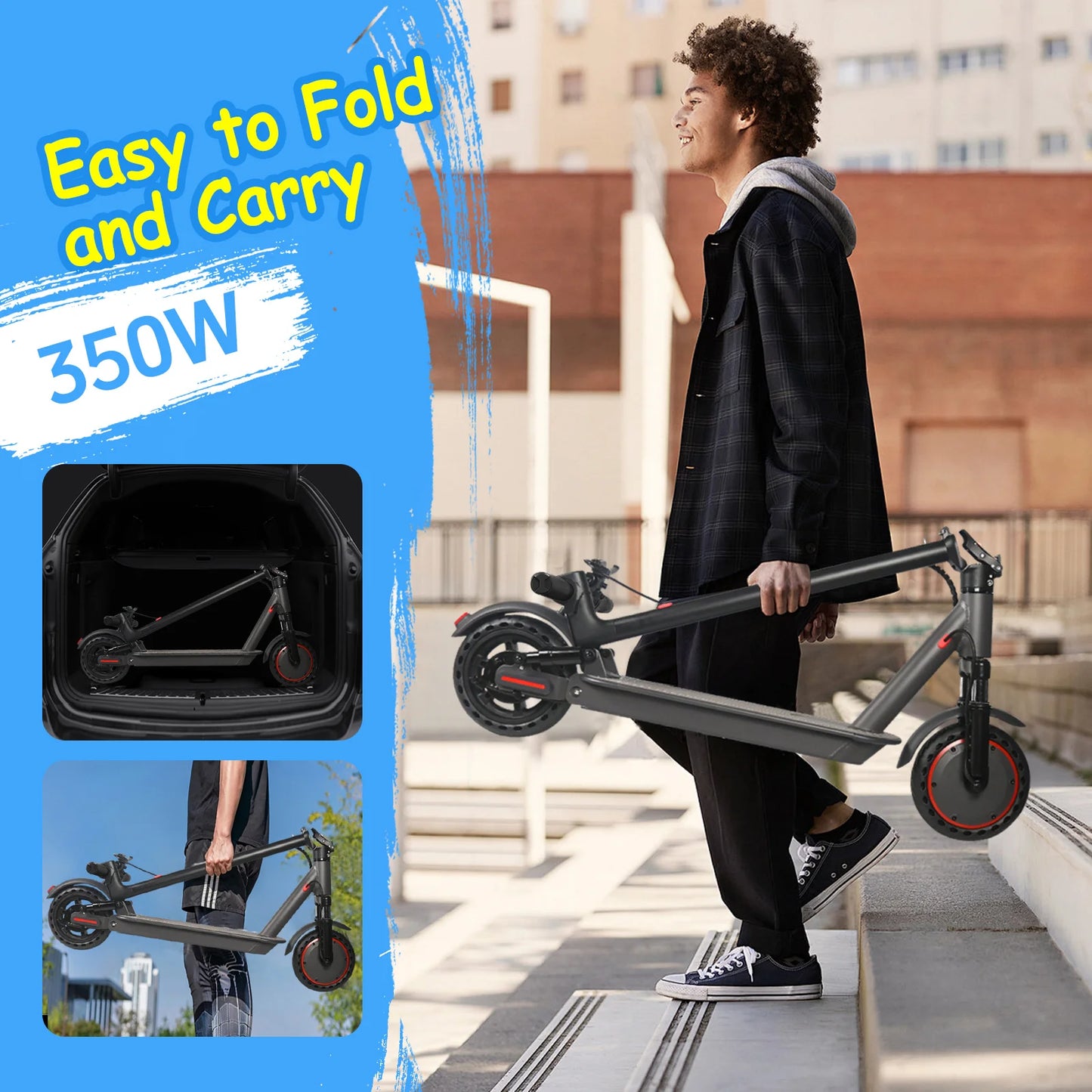 ATSANT TS07 Electric Scooter 600W 36V 10.5ah 31KM/H 35KM Long Range 8.5Inch Tyres with Shock Absorption Turn Signal Escooter.