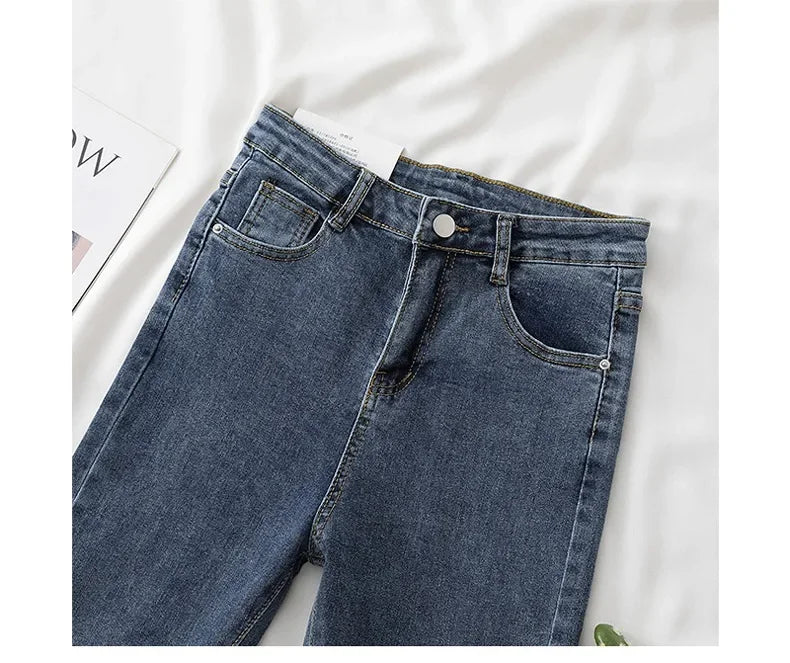 High Waist Slim Fit Jeans Women's Spring Summer Autumn Fashionable Nine Points Elasticity Pencil Pants Tightening And Lengthenin.