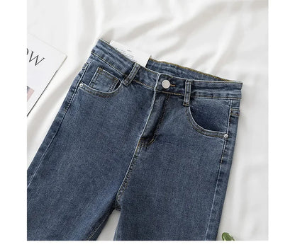 High Waist Slim Fit Jeans Women's Spring Summer Autumn Fashionable Nine Points Elasticity Pencil Pants Tightening And Lengthenin.