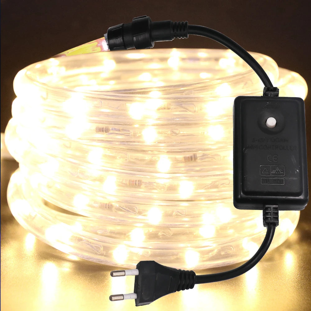 AC 220V Neon LED Strip Waterproof 360 Degree Round Neon Sign Light Blue Red White Outdoor Rainbow Tube Rope Light Party Decor.