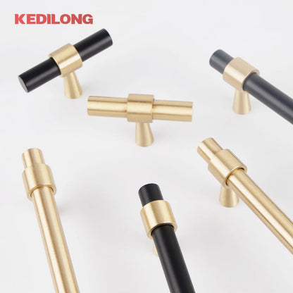 KEDLO Solid Brass Brushed Antique Brass Bronze 500mm Pull Drawer Knobs T Bar Kitchen Cabinet Handle
