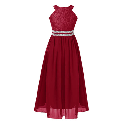Iiniim Teen Mädchen Ärmellose Pailletten Floral Spitze Glänzenden Kleid Vestido de festa für Hochzeit Formale Geburtstag Party Sommer Kleider