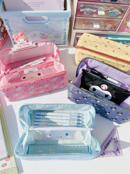 Sanrio Cinnamoroll Federmäppchen mit großem Fassungsvermögen, Hello Kitty Kuromi Melody, Kosmetiktaschen, Schreibwarentasche, Stiftbox, Schulbedarf.