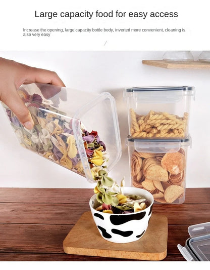 Airtight Food Storage Containers With Lids Thickened Transparent Square Jars For Kitchen Pantry Organization - Dry Food Cereal