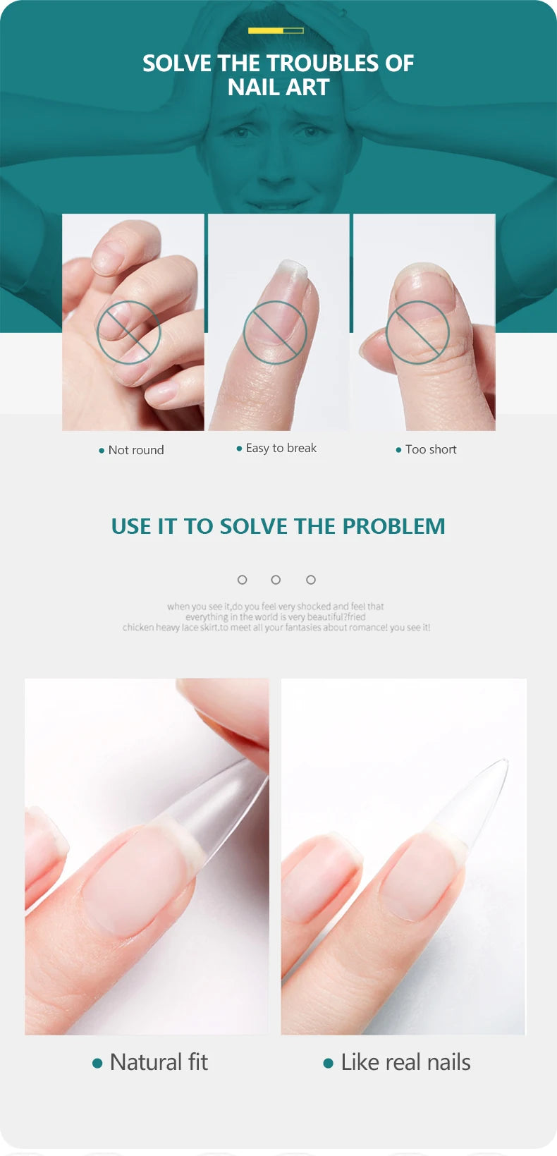 NAILPOP 120pcs Fake Nails Full Cover Press on Nails Coffin Soft Gel American Pose Capsule False Nail Tips for Extension System.