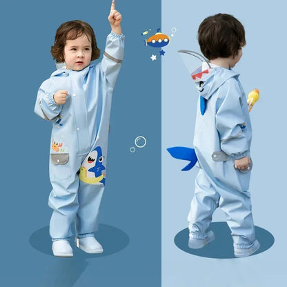 2025, Cartoon-Overall mit Kapuze für Babys, Mädchen, Regen, Outdoor-Sport, Jungen-Overall, wasserdicht, einteilig, Kinderhose, Strand, Kinderhose.