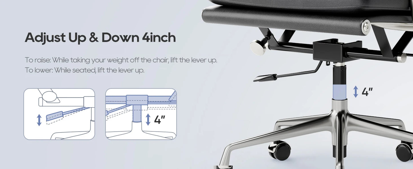 Büro Gasts tuhl gepolsterte Leder bequeme Empfangs stühle mit Rädern verstellbare drehbare rollende Büros tühle