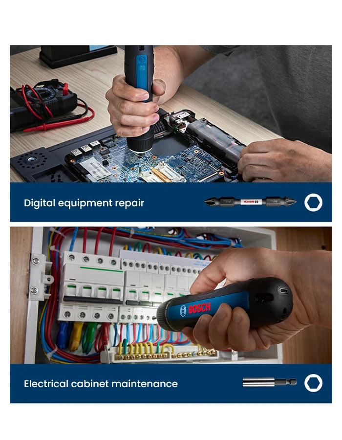 Bosch GO 3 Elektroschrauber-Set, 3,6 V, 5 Nm, kabellose Mini-Handbohrmaschine, wiederaufladbarer Schraubendreher, Bosch Multifunktions-Elektrowerkzeug