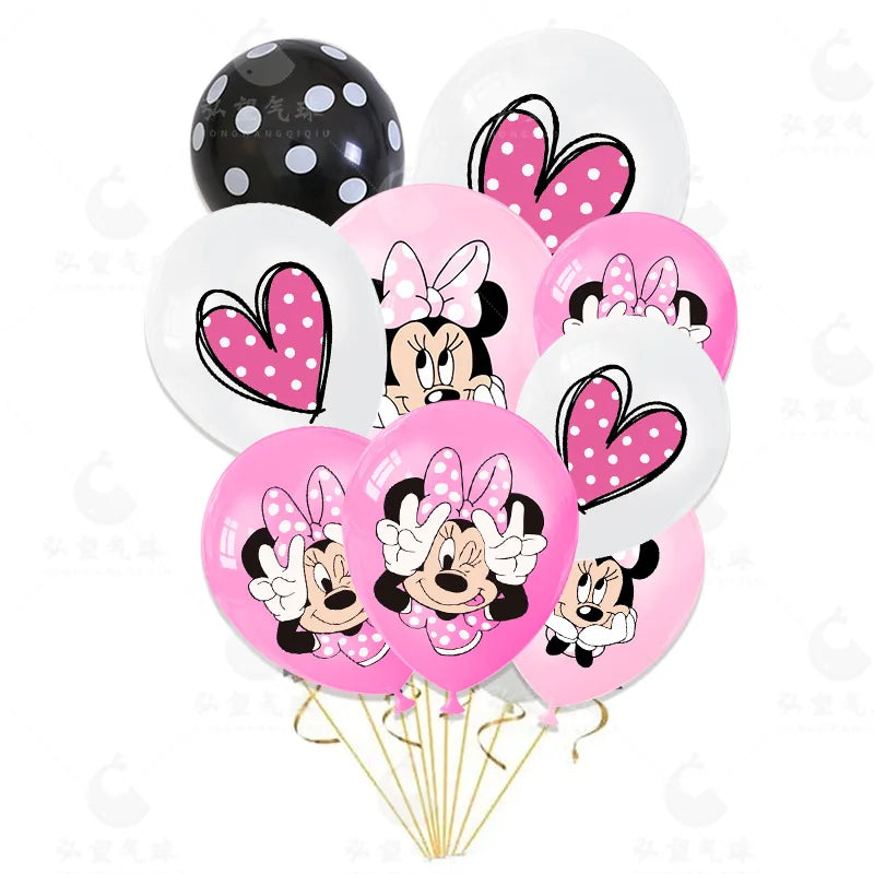 Disney Minnie Mouse Birthday Party Decoration Pink Minnie Paper Cups Plates Napkin Tablecloth Tableware Balloosn Baby Shower Kid.