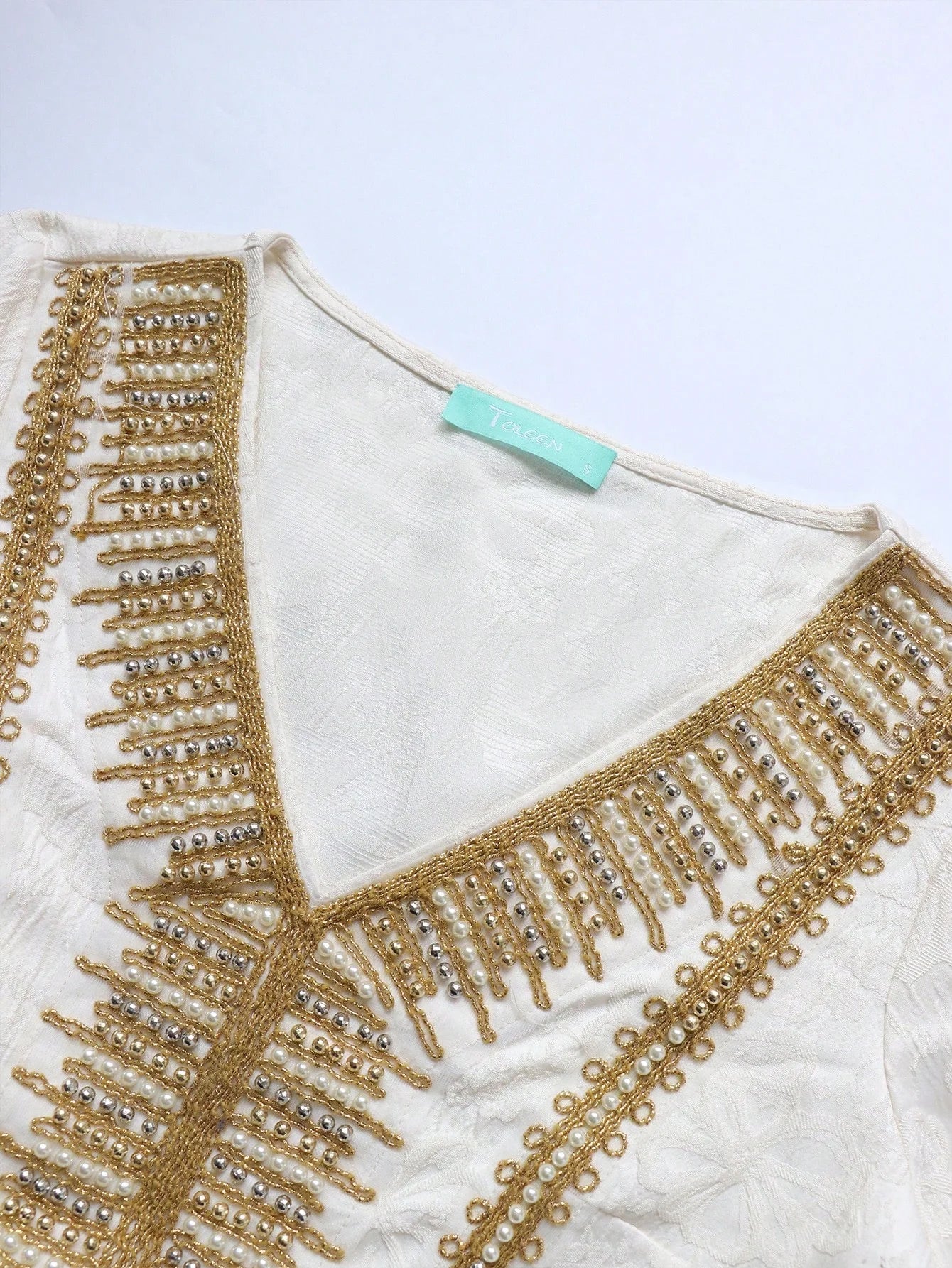 TOLEEN Women Floor-Length Dresses Fashionable And Heavy Industry Beaded Loose Robe Elegant And High-Quality Muslim Long Dress.