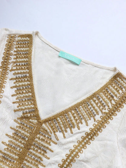 TOLEEN Women Floor-Length Dresses Fashionable And Heavy Industry Beaded Loose Robe Elegant And High-Quality Muslim Long Dress.