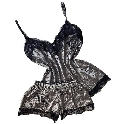 Herbst Winter Samt Pyjama Set frauen Sexy Dessous Nachtwäsche Nachtwäsche Nette Cami Top und Shorts Pijama Sets Loungewear