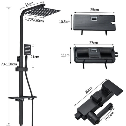 Black Chrome 3/4-way Shower Faucet Rainfall Shower Hot Cold Water Mixer Bidet Faucet Commodity Shelf For Bathroom Shower Mixer