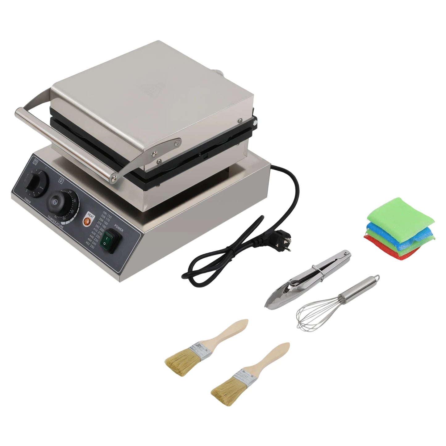 1750W Round Grid Non-Stick Waffle Maker 220V Temperature Adjustable Stainless Steel Waffle Baker Machine for Home Dessert Stores.