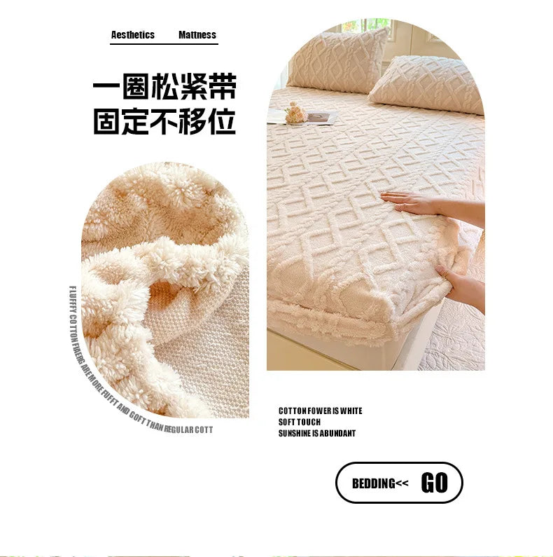 Flannel Fleece Bed Sheet for Winter Warm Sabanas Cama Matrimonial Coral Fleece Fluffy Fitted Sheets For Double Beds Sheets 3 Pc.