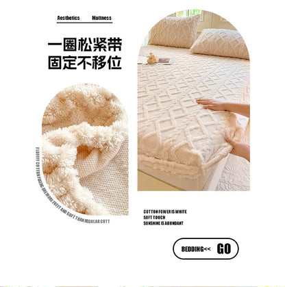 Flannel Fleece Bed Sheet for Winter Warm Sabanas Cama Matrimonial Coral Fleece Fluffy Fitted Sheets For Double Beds Sheets 3 Pc.