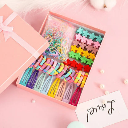270/565/870Pcs Hair Accessories Set Girls Colorful Rubber Band Cute Flower Hairpins Children Headband Barrettes Kids Accessories.