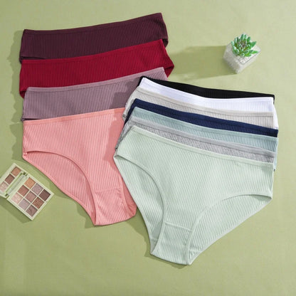 5PCS Women's Cotton Panties Sexy Low Waist Briefs Striped Underpants Female Comfortable Stretch Lingerie Ladies Soft Underwear.