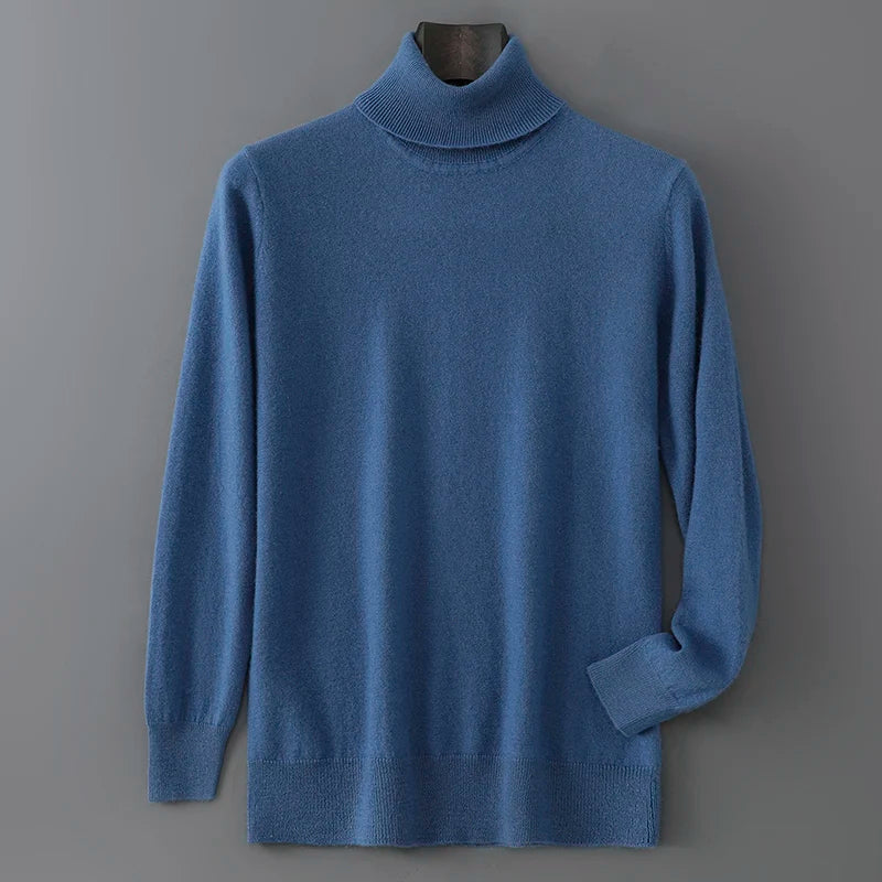 2025 Autumn/Winter High Collar Men's 100% Pure Wool Stylish Youth Loose Knitted Outerwear Flip Collar Casual Base Men's Sweaters