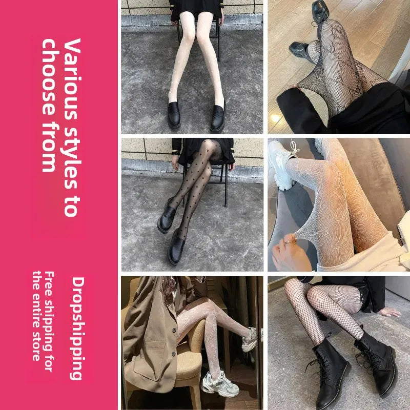 Sexy Blue Butterfly Net Stockings Women's Long Tube Socks Invisible Sweat Absorbent Polka Dot Design Pure Desire Stockings.