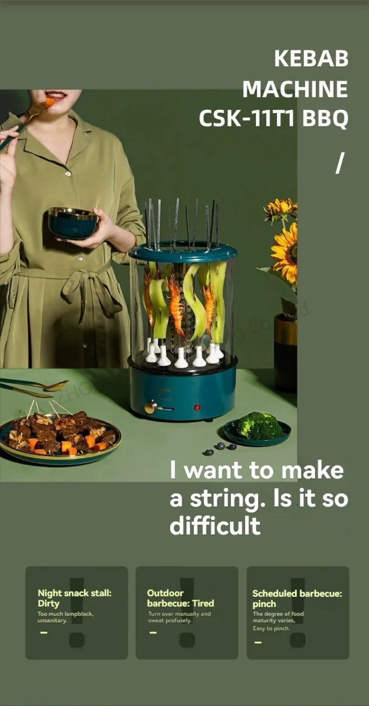 Non-smoking Automatic Rotating Household Electric Barbecue Oven Large Capacity Camping Multi-function.