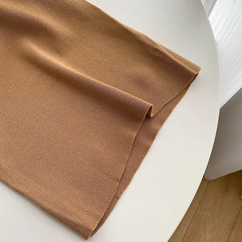 Fashion Knitted 2 Pieces Sets Women V-Neck Single Breasted Cardigan+High Waist Wide Leg Long Pants 2024 New Solid Sweater Suits