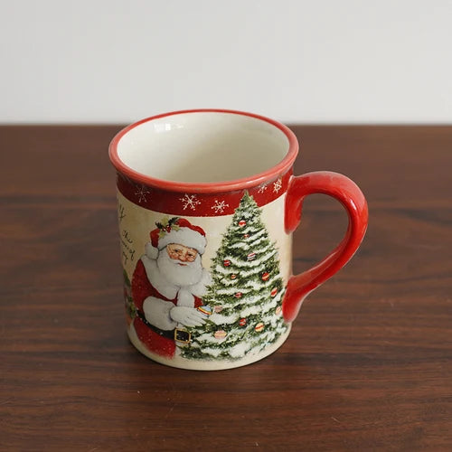 Christmas Themed Ceramic Dinner Plates Tableware Set Underglaze Color Process Coffee Cup Soup Bowl Santa Claus Steak Plate.