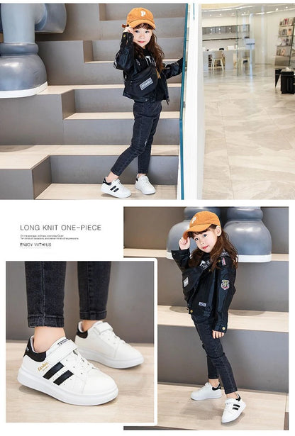 Children's Sports Shoes Non-slip New Tennis Shoes for Girls Fashion Boys Versatile Kids Causal School Running Sneakers Hook Loop.