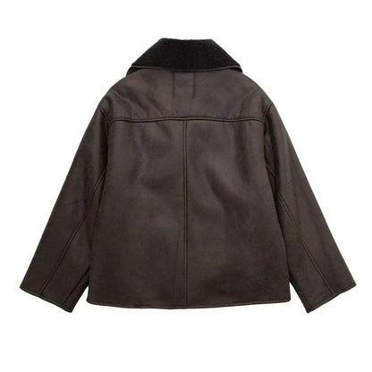 MUJER 2025 Frau Dicke Faux Leder Jacken für Frauen Herbst Winter Warme Mäntel Weibliche Demi-saison Plüsch Jacke Frauen Outer