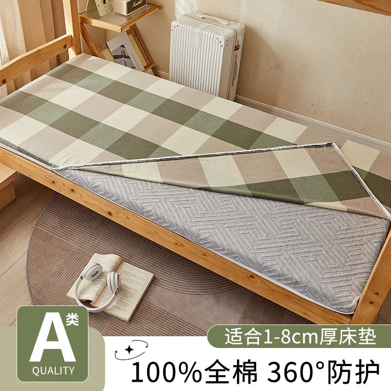 2025 new cotton washed cotton student dormitory mattress cover all-inclusive zipper mattress single piece without filler.