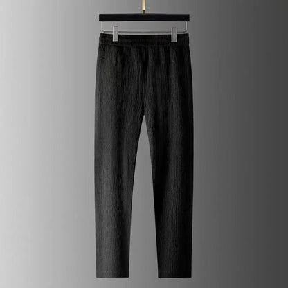 Summer Lightweight Pleated Cotton Casual Sports Set Men's Thin Comfortable Breathable Fashionable Collar Short Sleeve Two-Piece.