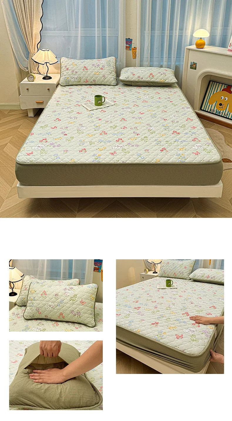Non-slip Bed Cover Queen/King Size Bedspread Thicken Bed Linen Home Mattress Protector cubre colchón (Pillowcase Need Order).