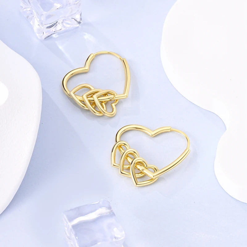 Yellow Gold Starlight Hoop Earrings For Girl Sparkling Classic Snakebone Multi-loop Earrings Star Moon 925 Silver Women Earring