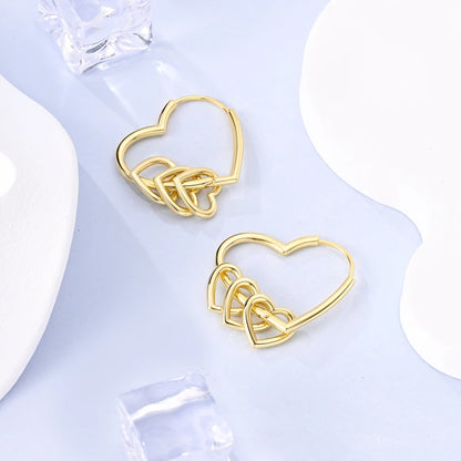 Yellow Gold Starlight Hoop Earrings For Girl Sparkling Classic Snakebone Multi-loop Earrings Star Moon 925 Silver Women Earring