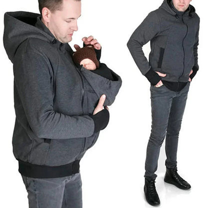Autumn Winter Kangaroo Baby Carrier Hooded Hoodies Sweatshirt For Father Babywearing Jacket Multifunctional Kangaroo Clothes.