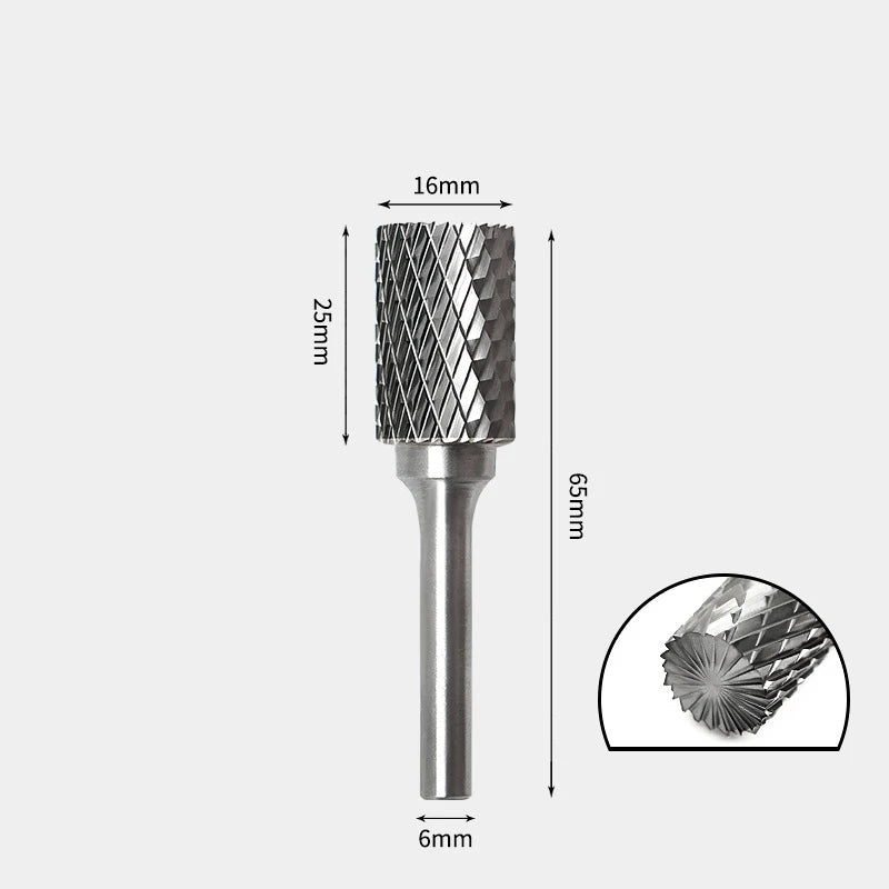 Hartmetallfräser, Wolframstahl-Schleifkopf, zylindrisch 6 mm, AE AX AX Metallfräser